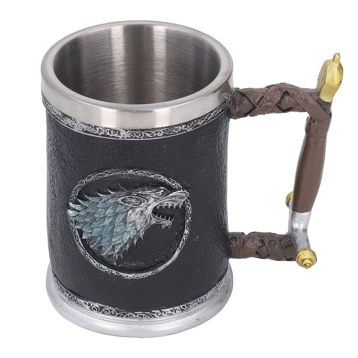 Stainless Steel Liner Mug Resin Decorative Hand Painted Beer Cup for Home Bar KTV Restaurant Large