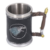 Stainless Steel Liner Mug Resin Decorative Hand Painted Beer Cup for Home Bar KTV Restaurant Large - Low Angle