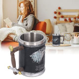 Stainless Steel Liner Mug Resin Decorative Hand Painted Beer Cup for Home Bar KTV Restaurant Large