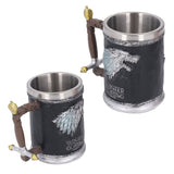 Stainless Steel Liner Mug Resin Decorative Hand Painted Beer Cup for Home Bar KTV Restaurant Large - Extra Image