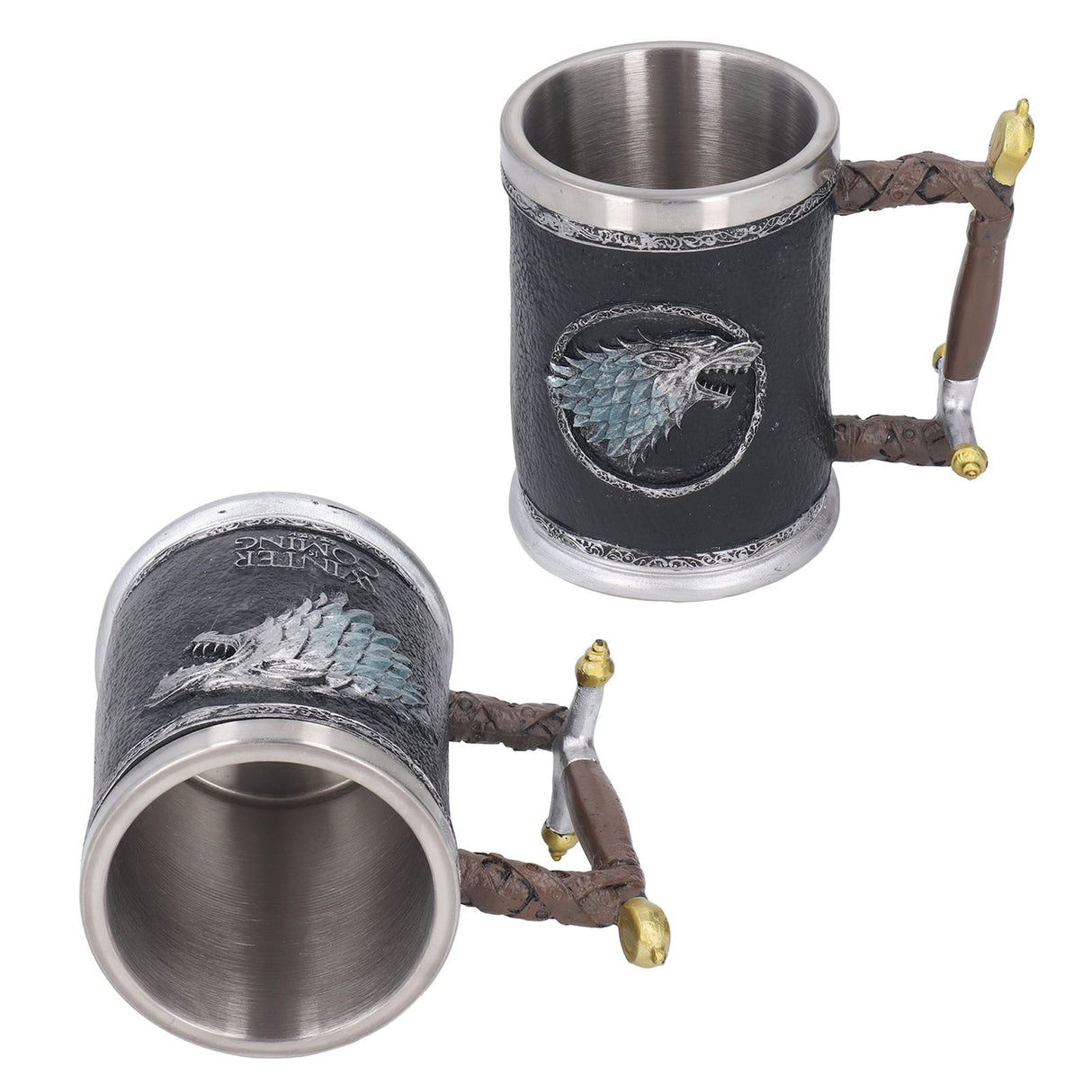 Stainless Steel Liner Mug Resin Decorative Hand Painted Beer Cup for Home Bar KTV Restaurant Large