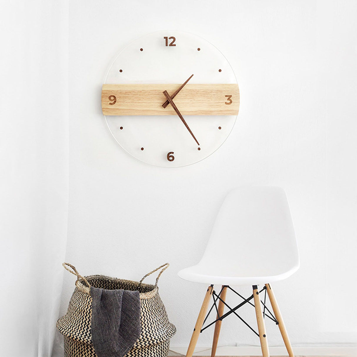 Wall Clock Silent Round Decorative Modern Acrylic Panel Hanging Clock for Living Room Bedroom Office