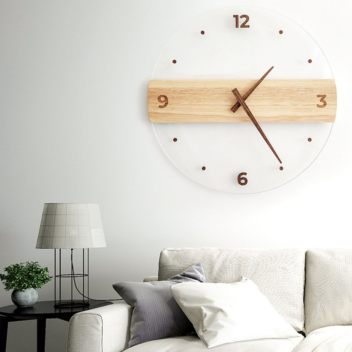 Wall Clock Silent Round Decorative Modern Acrylic Panel Hanging Clock for Living Room Bedroom Office