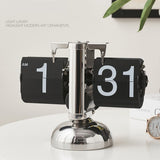 Digital Flip Down Clock Retro Minimalist Single Foot Mechanical Auto Flip Clock Desk Clock for Home Livingroom Black