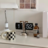 Digital Flip Down Clock Retro Minimalist Single Foot Mechanical Auto Flip Clock Desk Clock for Home Livingroom Black
