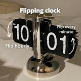 Digital Flip Down Clock Retro Minimalist Single Foot Mechanical Auto Flip Clock Desk Clock for Home Livingroom Black - Extra Image