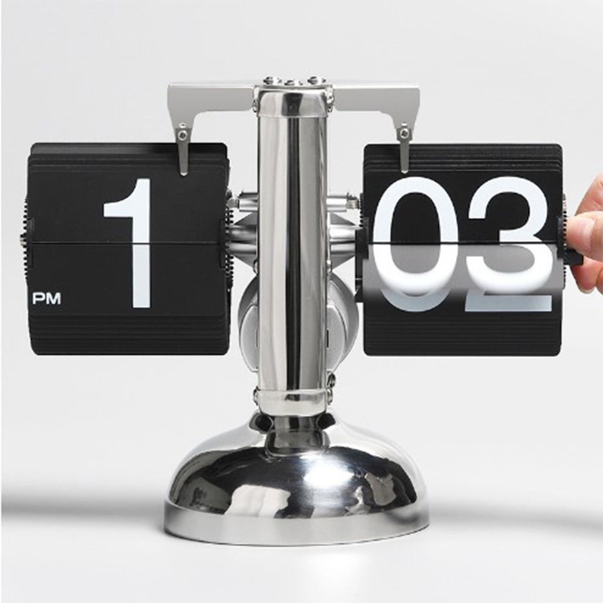 Digital Flip Down Clock Retro Minimalist Single Foot Mechanical Auto Flip Clock Desk Clock for Home Livingroom Black