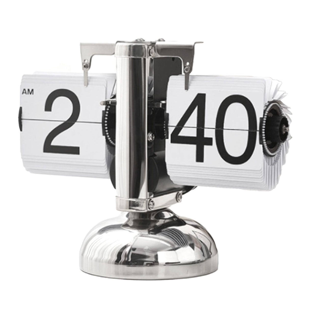 Digital Flip Down Clock Retro Minimalist Single Foot Mechanical Auto Flip Clock Desk Clock for Home Livingroom White