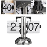 Digital Flip Down Clock Retro Minimalist Single Foot Mechanical Auto Flip Clock Desk Clock for Home Livingroom White