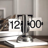 Digital Flip Down Clock Retro Minimalist Single Foot Mechanical Auto Flip Clock Desk Clock for Home Livingroom White - Rear View