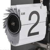 Digital Flip Down Clock Retro Minimalist Single Foot Mechanical Auto Flip Clock Desk Clock for Home Livingroom White