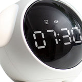 Expression Clock Cute Dog Shape Multifunctional LED Digital Alarm Clock Voice Activated Night Light White - Low Angle