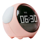 Expression Clock Cute Dog Shape Multifunctional LED Digital Alarm Clock Voice Activated Night Light Pink