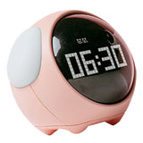 Expression Clock Cute Dog Shape Multifunctional LED Digital Alarm Clock Voice Activated Night Light Pink - Front View