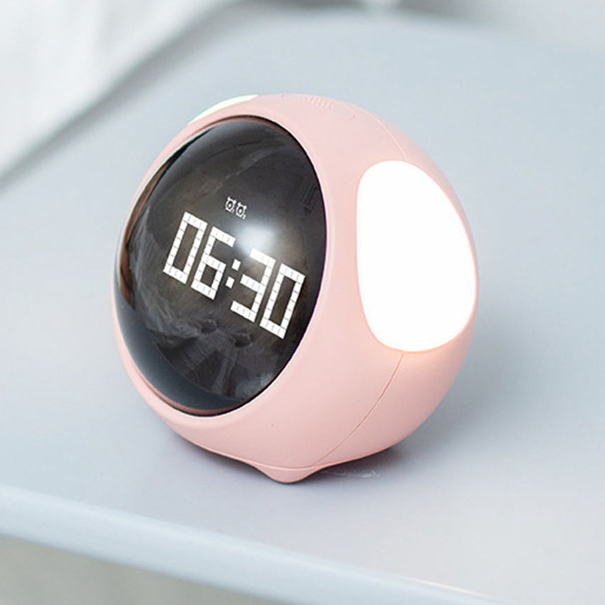 Expression Clock Cute Dog Shape Multifunctional LED Digital Alarm Clock Voice Activated Night Light Pink