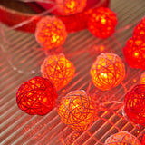 Rattan Ball String Light Decorative Romantic Rattan Ball String for Christmas Party Home Decor 2m/6.6ft
