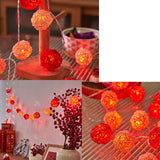 Rattan Ball String Light Decorative Romantic Rattan Ball String for Christmas Party Home Decor 2m/6.6ft