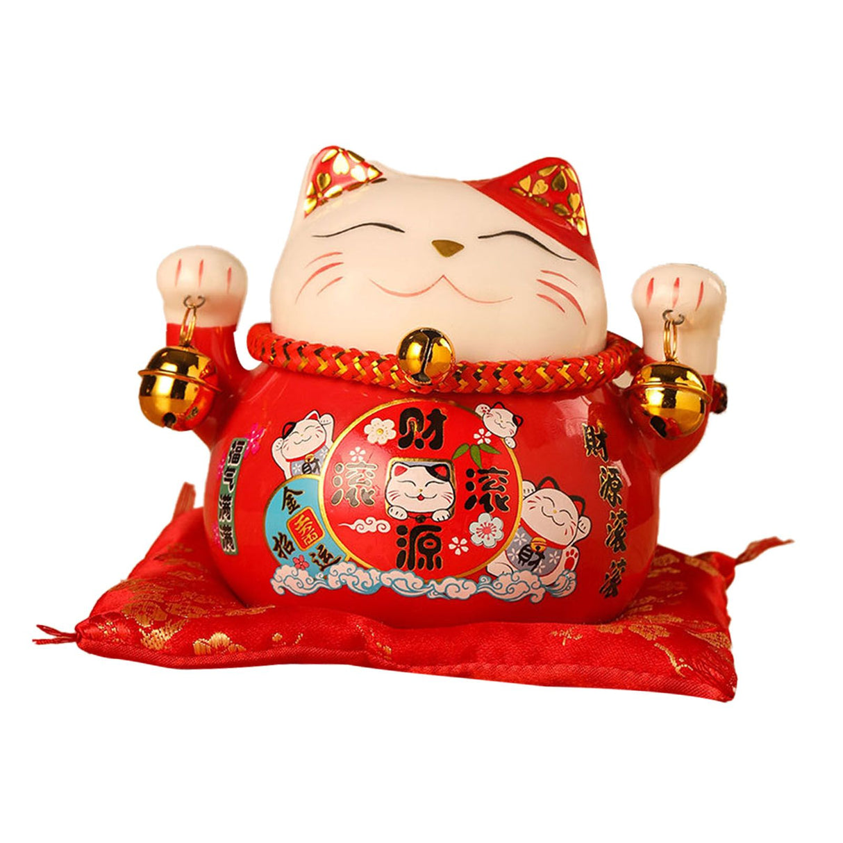 Lucky Cat Coin Bank 4.5in Exquisite Cute Bring Luck Good Wish Ceramic Fortune Cat Saving Pot Desk Decoration Red
