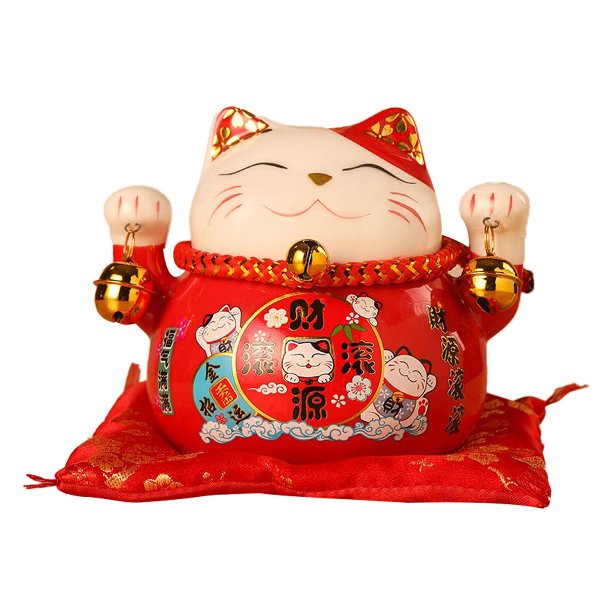 Lucky Cat Coin Bank 4.5in Exquisite Cute Bring Luck Good Wish Ceramic Fortune Cat Saving Pot Desk Decoration Red