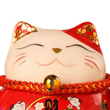 Lucky Cat Coin Bank 4.5in Exquisite Cute Bring Luck Good Wish Ceramic Fortune Cat Saving Pot Desk Decoration Red