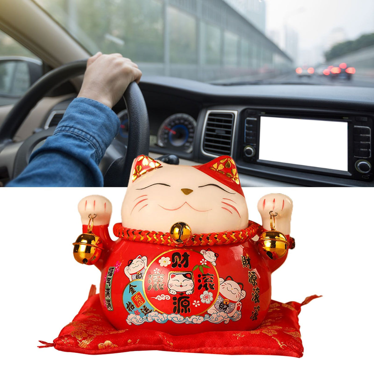 Lucky Cat Coin Bank 4.5in Exquisite Cute Bring Luck Good Wish Ceramic Fortune Cat Saving Pot Desk Decoration Red