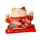 Lucky Cat Coin Bank 4.5in Exquisite Cute Bring Luck Good Wish Ceramic Fortune Cat Saving Pot Desk Decoration Pink - Side View