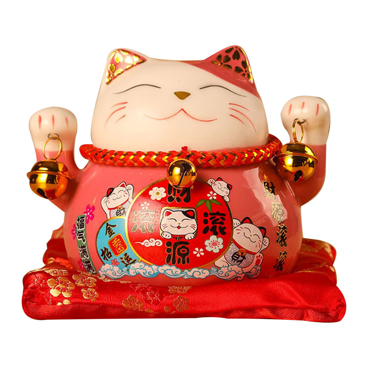 Lucky Cat Coin Bank 4.5in Exquisite Cute Bring Luck Good Wish Ceramic Fortune Cat Saving Pot Desk Decoration Pink