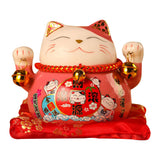 Lucky Cat Coin Bank 4.5in Exquisite Cute Bring Luck Good Wish Ceramic Fortune Cat Saving Pot Desk Decoration Pink - Top-Down View