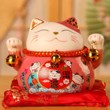 Lucky Cat Coin Bank 4.5in Exquisite Cute Bring Luck Good Wish Ceramic Fortune Cat Saving Pot Desk Decoration Pink - 45-Degree Angle