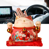 Lucky Cat Coin Bank 4.5in Exquisite Cute Bring Luck Good Wish Ceramic Fortune Cat Saving Pot Desk Decoration Pink - Rear View