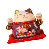 Lucky Cat Coin Bank 4.5in Exquisite Cute Bring Luck Good Wish Ceramic Fortune Cat Saving Pot Desk Decoration Purple