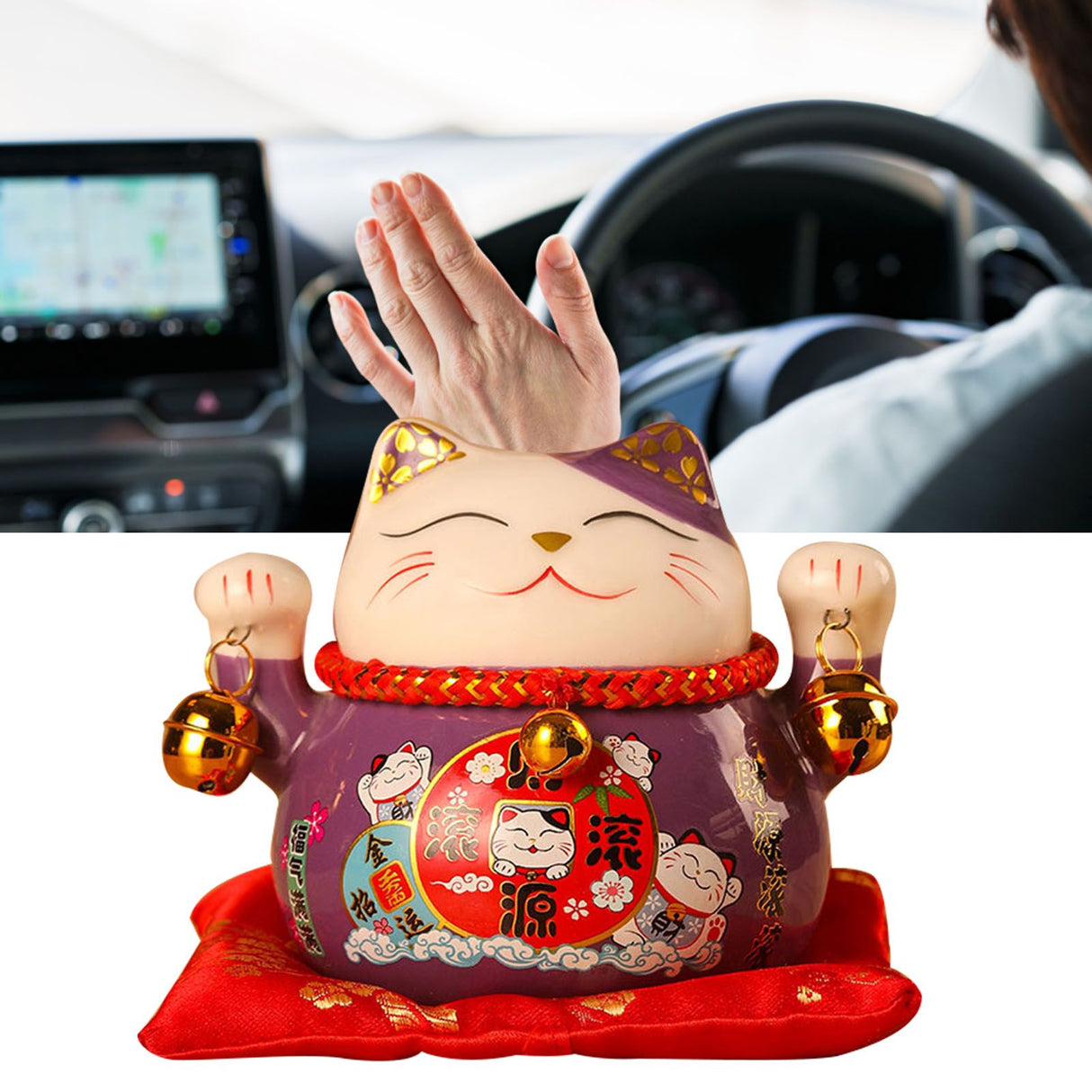 Lucky Cat Coin Bank 4.5in Exquisite Cute Bring Luck Good Wish Ceramic Fortune Cat Saving Pot Desk Decoration Purple