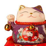 Lucky Cat Coin Bank 4.5in Exquisite Cute Bring Luck Good Wish Ceramic Fortune Cat Saving Pot Desk Decoration Purple