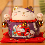 Lucky Cat Coin Bank 4.5in Exquisite Cute Bring Luck Good Wish Ceramic Fortune Cat Saving Pot Desk Decoration Purple - Extra Image