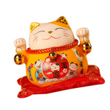 Lucky Cat Coin Bank 4.5in Exquisite Cute Bring Luck Good Wish Ceramic Fortune Cat Saving Pot Desk Decoration Yellow