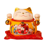 Lucky Cat Coin Bank 4.5in Exquisite Cute Bring Luck Good Wish Ceramic Fortune Cat Saving Pot Desk Decoration Yellow