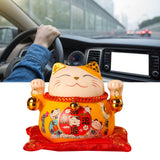 Lucky Cat Coin Bank 4.5in Exquisite Cute Bring Luck Good Wish Ceramic Fortune Cat Saving Pot Desk Decoration Yellow