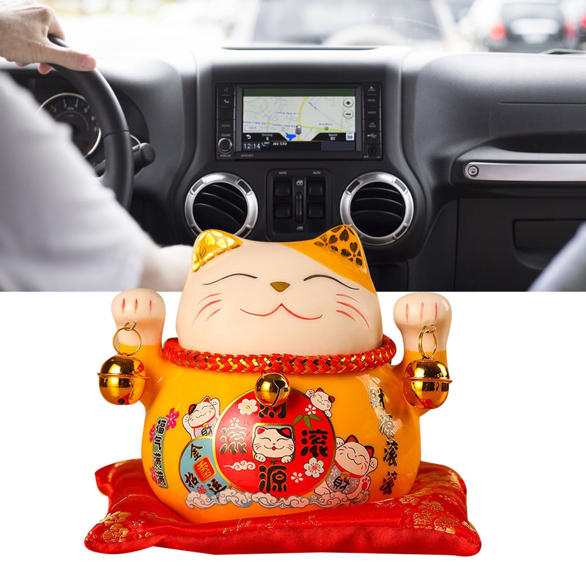 Lucky Cat Coin Bank 4.5in Exquisite Cute Bring Luck Good Wish Ceramic Fortune Cat Saving Pot Desk Decoration Yellow