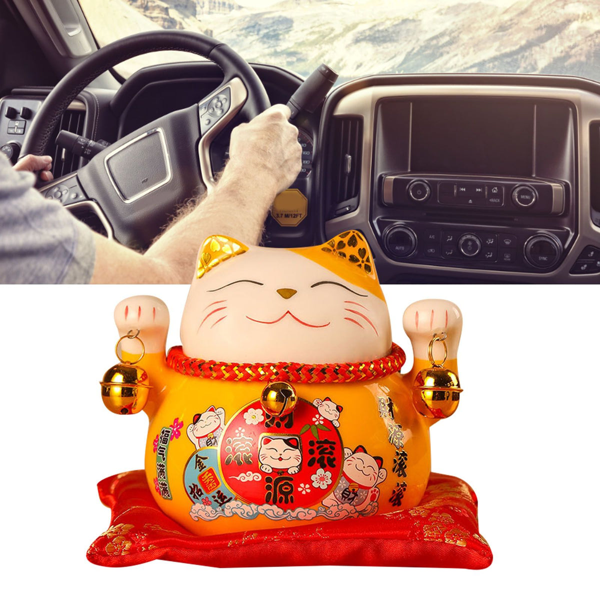 Lucky Cat Coin Bank 4.5in Exquisite Cute Bring Luck Good Wish Ceramic Fortune Cat Saving Pot Desk Decoration Yellow