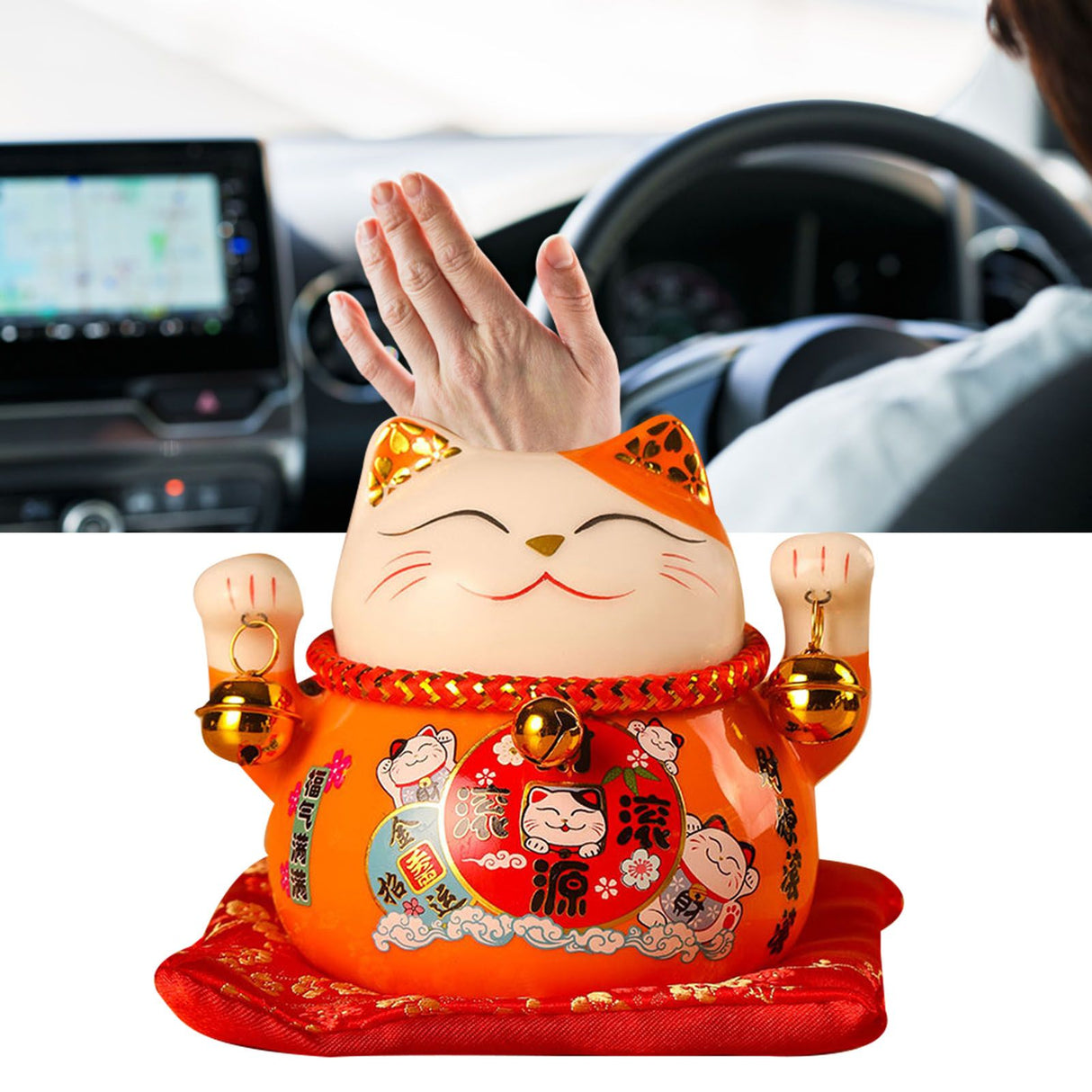 Lucky Cat Coin Bank 4.5in Exquisite Cute Bring Luck Good Wish Ceramic Fortune Cat Saving Pot Desk Decoration Orange