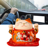 Lucky Cat Coin Bank 4.5in Exquisite Cute Bring Luck Good Wish Ceramic Fortune Cat Saving Pot Desk Decoration Orange