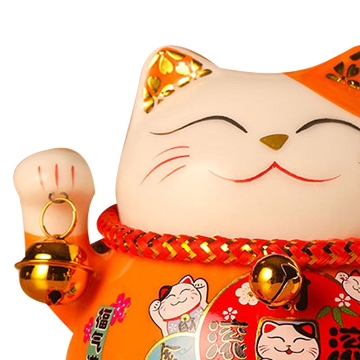 Lucky Cat Coin Bank 4.5in Exquisite Cute Bring Luck Good Wish Ceramic Fortune Cat Saving Pot Desk Decoration Orange