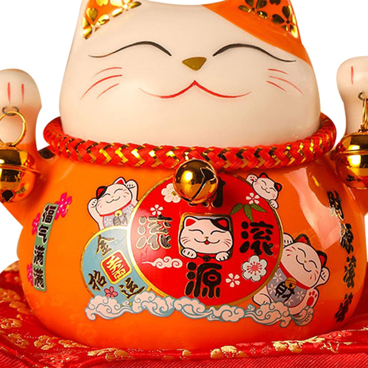Lucky Cat Coin Bank 4.5in Exquisite Cute Bring Luck Good Wish Ceramic Fortune Cat Saving Pot Desk Decoration Orange