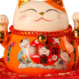 Lucky Cat Coin Bank 4.5in Exquisite Cute Bring Luck Good Wish Ceramic Fortune Cat Saving Pot Desk Decoration Orange