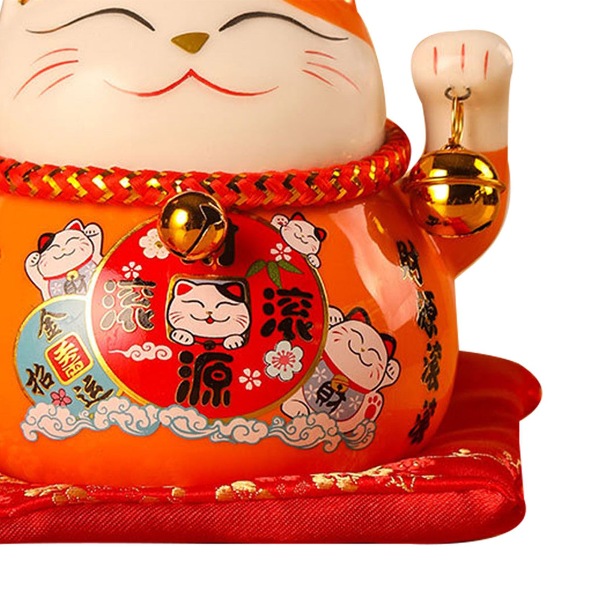 Lucky Cat Coin Bank 4.5in Exquisite Cute Bring Luck Good Wish Ceramic Fortune Cat Saving Pot Desk Decoration Orange
