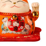 Lucky Cat Coin Bank 4.5in Exquisite Cute Bring Luck Good Wish Ceramic Fortune Cat Saving Pot Desk Decoration Orange