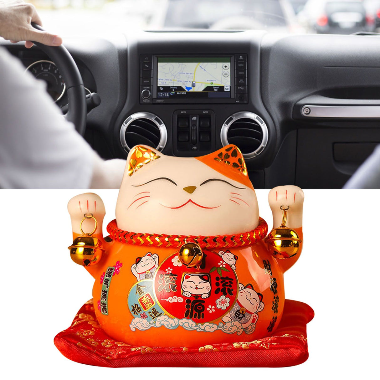 Lucky Cat Coin Bank 4.5in Exquisite Cute Bring Luck Good Wish Ceramic Fortune Cat Saving Pot Desk Decoration Orange