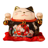 Lucky Cat Coin Bank 4.5in Exquisite Cute Bring Luck Good Wish Ceramic Fortune Cat Saving Pot Desk Decoration Black