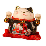 Lucky Cat Coin Bank 4.5in Exquisite Cute Bring Luck Good Wish Ceramic Fortune Cat Saving Pot Desk Decoration Black - Side View