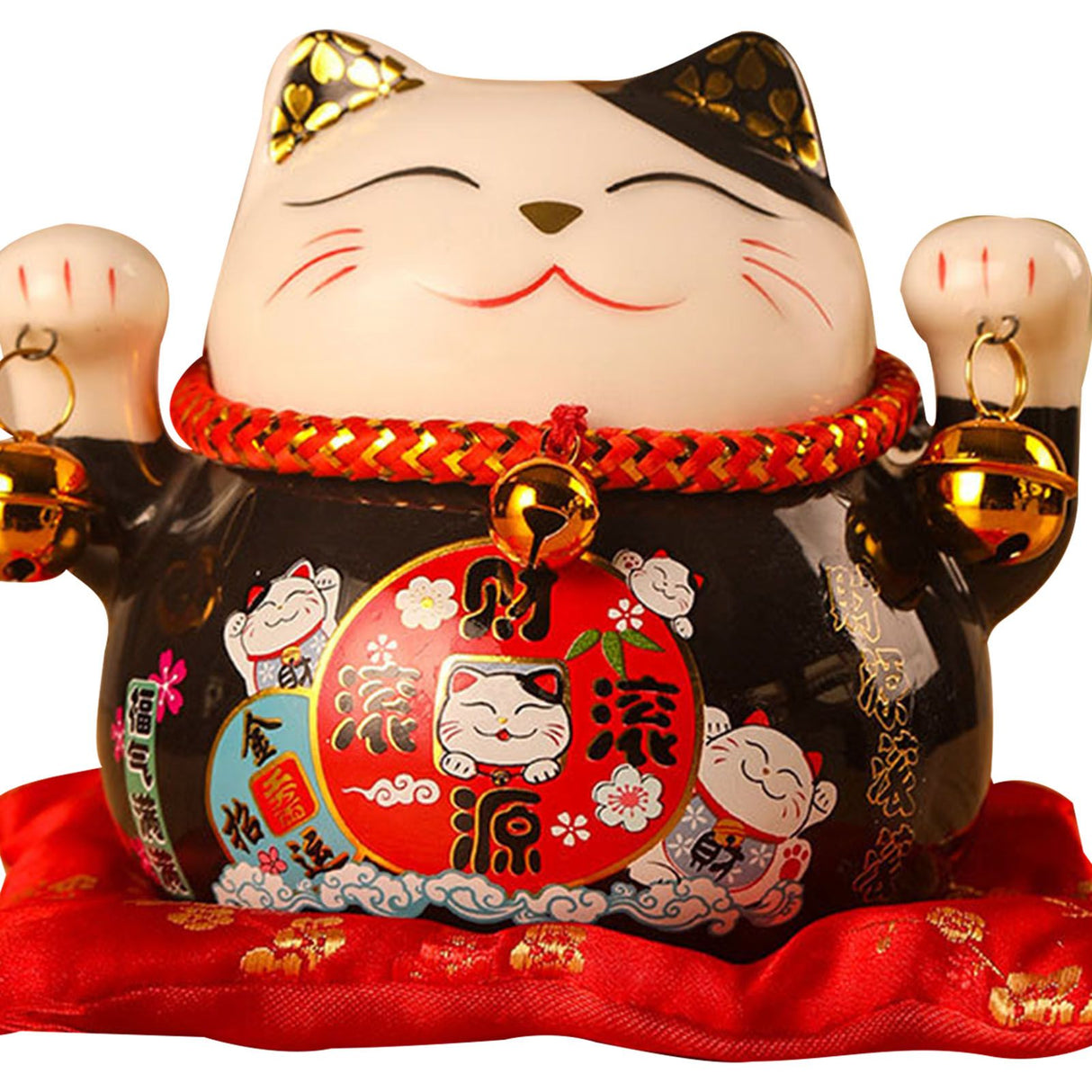 Lucky Cat Coin Bank 4.5in Exquisite Cute Bring Luck Good Wish Ceramic Fortune Cat Saving Pot Desk Decoration Black